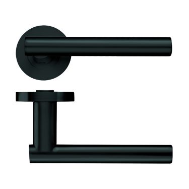 Click Here To Enlarge This Photo Of ZPZ090-OMB - Zoo Hardware Stanza 'Lucca' Lever Handles on Round Screw on Rose - Oscuro Matt Black &lpar;Designer Range&rpar;