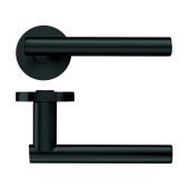 ZPZ090-OMB - Zoo Hardware Stanza 'Lucca' Lever Handles on Round Screw on Rose - Oscuro Matt Black &lpar;Designer Range&rpar;