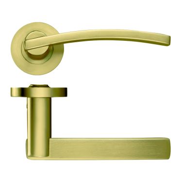 Click Here To Enlarge This Photo Of ZPZ100-FSB - Zoo Hardware Stanza 'Adria' Lever Handles on Round Screw on Rose - Favo Satin Brass &lpar;Designer Range&rpar;