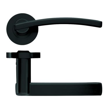 Click Here To Enlarge This Photo Of ZPZ100-OMB - Zoo Hardware Stanza 'Adria' Lever Handles on Round Screw on Rose - Oscuro Matt Black &lpar;Designer Range&rpar;