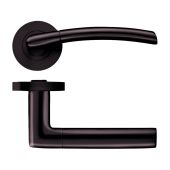 ZPZ140-ETB - Zoo Hardware Stanza 'Olympus' Lever Handles on Round Screw on Rose - Etna Bronze &lpar;Designer Range&rpar;