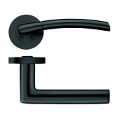 ZPZ140-OMB - Zoo Hardware Stanza 'Olympus' Lever Handles on Round Screw on Rose - Oscuro Matt Black &lpar;Designer Range&rpar;