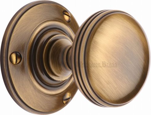 Click Here To Enlarge This Photo Of RHM988-AT Heritage Brass Mortice Knob on Rose Richmond Design Antique Brass Finish