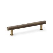AW809-128-AB - Alexander & Wilks Crispin Knurled T-Bar Cupboard Pull Handle - Antique Brass - 128mm Centres