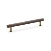 AW809-160-AB - Alexander & Wilks Crispin Knurled T-Bar Cupboard Pull Handle - Antique Brass - 160mm Centres