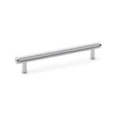 AW809-160-PC - Alexander & Wilks Crispin Knurled T-Bar Cupboard Pull Handle - Polished Chrome - 160mm Centres