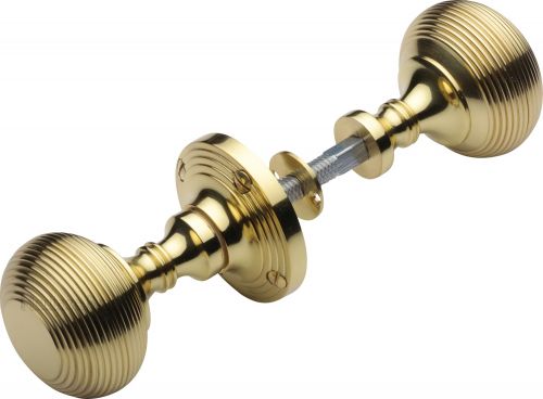 Click Here To Enlarge This Photo Of RIM V971-PB Heritage Brass Reeded Rim Knob Polished Brass Finish
