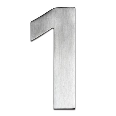 Click Here To Enlarge This Photo Of BLU Performance Number 1 Self Adhesive Door Numeral&comma; 100mm&comma; 316 Satin Stainless Steel &lpar;BLN1-SSS&rpar;