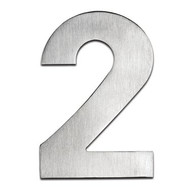 Click Here To Enlarge This Photo Of BLU Performance Number 2 Self Adhesive Door Numeral&comma; 100mm&comma; 316 Satin Stainless Steel &lpar;BLN2-SSS&rpar;