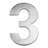 BLU Performance Number 3 Self Adhesive Door Numeral&comma; 100mm&comma; 316 Satin Stainless Steel &lpar;BLN3-SSS&rpar;