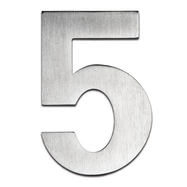 Click Here To Enlarge This Photo Of BLU Performance Number 5 Self Adhesive Door Numeral&comma; 100mm&comma; 316 Satin Stainless Steel &lpar;BLN5-SSS&rpar;