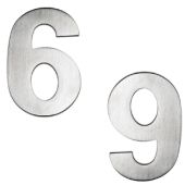 BLU Performance Number 6 or 9 Self Adhesive Door Numeral&comma; 100mm&comma; 316 Satin Stainless Steel &lpar;BLN6-SSS&rpar;