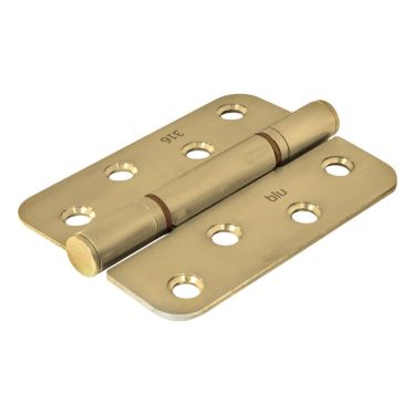 Click Here To Enlarge This Photo Of BLU Performance Butt Hinge Radius Corner&comma; 102 x 76 x 3mm&comma; 316 Stainless Steel in a PVD Satin Brass Finish &lpar;HQ4R-PSB&rpar;