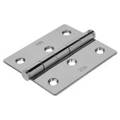 BLU Performance Slim Knuckle Door and Window Hinge Square Corner&comma; 76 x 66 x 2mm&comma; 316 Polished Stainless Steel &lpar;HY3-PSS&rpar;