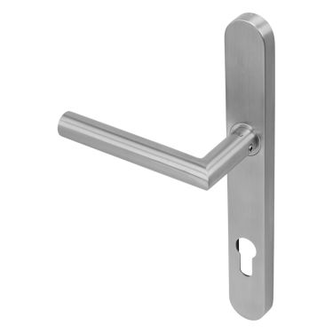 Click Here To Enlarge This Photo Of BLU Performance Mitre Lever Door Handle on Backplate &lpar;Dual Sprung&rpar; 92mm c&sol;c&comma; 316 Satin Stainless Steel &lpar;KM078C-SSS&rpar;