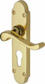 S607&period;48-PB Heritage Brass Door Handle For Euro Profile Plate Savoy Design Polished Brass Finish