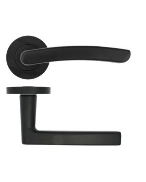 Click Here To Enlarge This Photo Of ZPA020-MB - Zoo Hardware Stanza 'Santiago' Lever Handles on Round Rose - Matt Black &lpar;Contract Range&rpar;