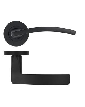 Click Here To Enlarge This Photo Of ZPA030-MB - Zoo Hardware Stanza 'Toledo' Lever Handles on Round Rose - Matt Black &lpar;Contract Range&rpar;
