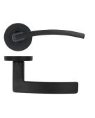 ZPA030-MB - Zoo Hardware Stanza 'Toledo' Lever Handles on Round Rose - Matt Black &lpar;Contract Range&rpar;