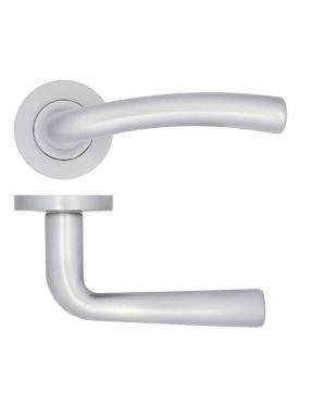 Click Here To Enlarge This Photo Of ZPA050-SC - Zoo Hardware Stanza 'Seville' Lever Handles on Round Rose - Satin Chrome &lpar;Contract Range&rpar;