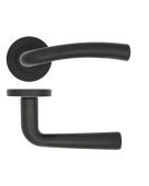 ZPA050-MB - Zoo Hardware Stanza 'Seville' Lever Handles on Round Rose - Matt Black &lpar;Contract Range&rpar;
