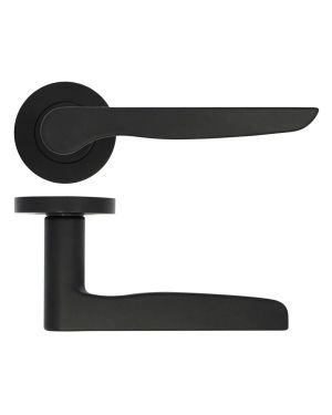 Click Here To Enlarge This Photo Of ZPA080-MB - Zoo Hardware Stanza 'Vigo' Lever Handles on Round Rose - Matt Black &lpar;Contract Range&rpar;