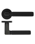 ZPA090-MB - Zoo Hardware Stanza 'Bilbao' Lever Handles on Round Rose - Matt Black &lpar;Contract Range&rpar;