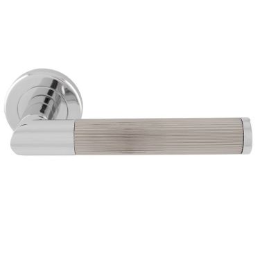 Click Here To Enlarge This Photo Of SZM170CPSN - Carlisle Brass Serozzetta 'Trend' Lines Lever on Round Rose - Polished Chrome&sol;Satin Nickel