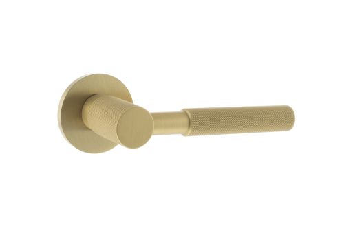 Click Here To Enlarge This Photo Of Atlantic - MHSR500SB Millhouse Brass 'Mason' Designer Lever on 5mm Slimline Round Rose - Satin Brass