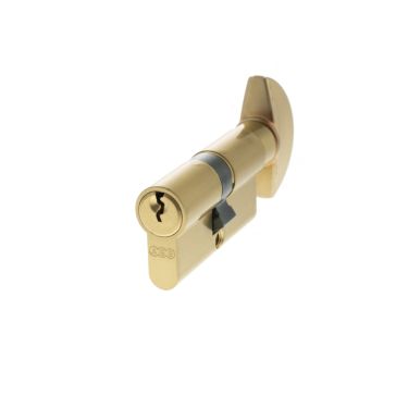 Click Here To Enlarge This Photo Of C620082525 - AGB Euro Profile 5 Pin Cylinder & Turn 30-30mm &lpar;60mm&rpar; - Satin Brass