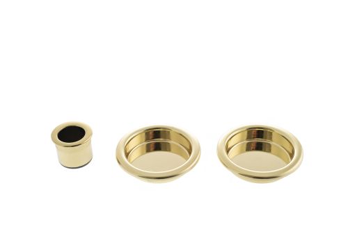 Click Here To Enlarge This Photo Of B019201003 - AGB Sliding Door Flush Pulls &lpar;Round&rpar; - Polished Brass