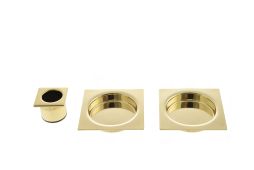 B019301003 - AGB Sliding Door Flush Pulls &lpar;Square&rpar; - Polished Brass