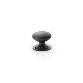 AW825-25-BL - Alexander & Wilks Round Cupboard Knob Integral Stepped Rose - Black - 25mm