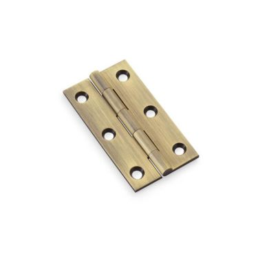 Click Here To Enlarge This Photo Of AW075-CH-AB - Alexander & Wilks Heavy Pattern Solid Brass Cabinet Butt Hinge - Antique Brass - 3"