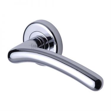 Click Here To Enlarge This Photo Of SC-2012-PC M&period;Marcus Sorrento Door Handle Lever Latch on Round Rose Ico Design Polished Chrome Finish
