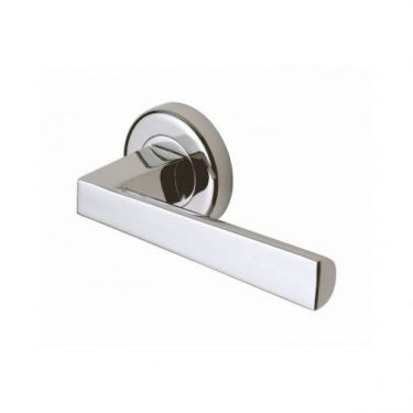 Click Here To Enlarge This Photo Of SC-3392-PC M&period;Marcus Sorrento Door Handle Lever Latch on Round Rose Siloh Design Polished Chrome Finish