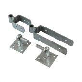 TIMCO DSFH600G - Galvanised Double Strap Fieldgate Hinge Set with Hook on Plate to suit 2700-3600mm Wide Gates