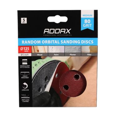 Click Here To Enlarge This Photo Of TIMCO 231555 - P80 Grit 125mm Random Orbital Sanding Discs &lpar;5pcs&rpar;