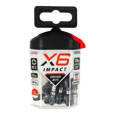 Click Here To Enlarge This Photo Of TIMCO 3PZ25X6 - X6 Impact Pozi Driver Bits No&period;3 x 25mm &lpar;10pcs&rpar;