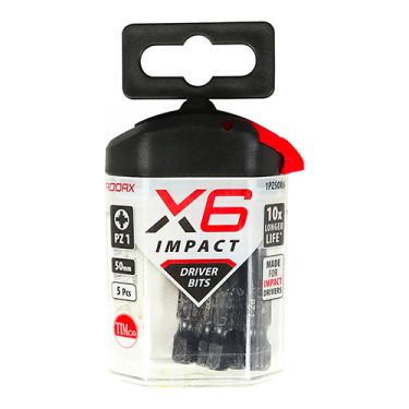 Click Here To Enlarge This Photo Of TIMCO 1PZ50X6 - X6 Impact Pozi Driver Bits No&period;1 x 50mm &lpar;5pcs&rpar;