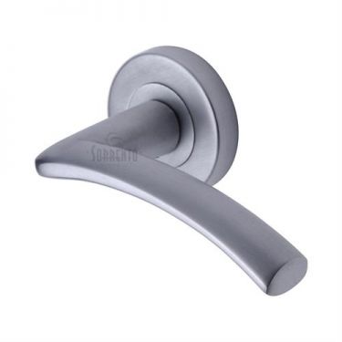 Click Here To Enlarge This Photo Of SC-4352-SC M&period;Marcus Sorrento Door Handle Lever Latch on Round Rose Tosca Design Satin Chrome Finish