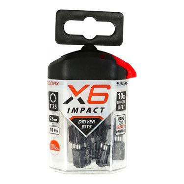 Click Here To Enlarge This Photo Of TIMCO 25TX25X6 - X6 Impact TX Drive Driver Bits TX25 x 25mm &lpar;10pcs&rpar;