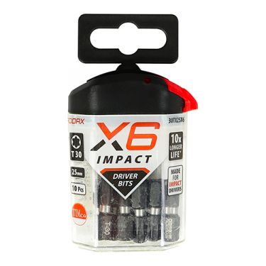 Click Here To Enlarge This Photo Of TIMCO 30TX25X6 - X6 Impact TX Drive Driver Bits TX30 x 25mm &lpar;10pcs&rpar;