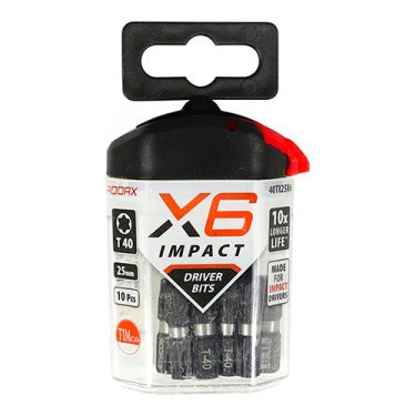 Click Here To Enlarge This Photo Of TIMCO 40TX25X6 - X6 Impact TX Drive Driver Bits TX40 x 25mm &lpar;10pcs&rpar;