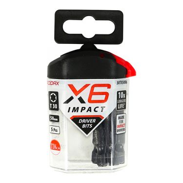 Click Here To Enlarge This Photo Of TIMCO 30TX50X6 - X6 Impact TX Drive Driver Bits TX30 x 50mm &lpar;5pcs&rpar;