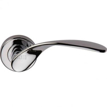 Click Here To Enlarge This Photo Of SC-5225-PC M&period;Marcus Sorrento Door Handle Lever Latch on Round Rose Lorenz Design Polished Chrome Finish