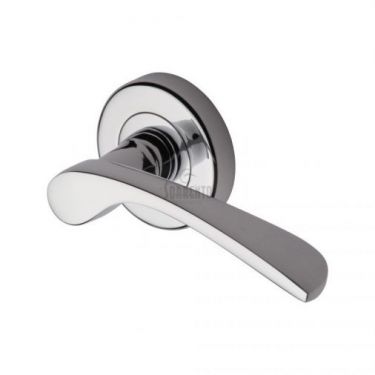 Click Here To Enlarge This Photo Of SC-5380-PC M&period;Marcus Sorrento Door Handle Lever Latch on Round Rose Arcadia Design Polished Chrome Finish