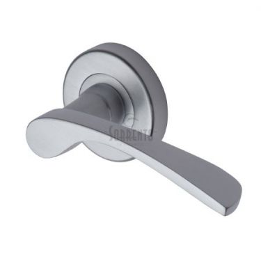 Click Here To Enlarge This Photo Of SC-5380-SC M&period;Marcus Sorrento Door Handle Lever Latch on Round Rose Arcadia Design Satin Chrome Finish