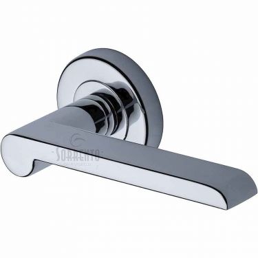 Click Here To Enlarge This Photo Of SC-6220-PC M&period;Marcus Sorrento Door Handle Lever Latch on Round Rose Lugano Design Polished Chrome Finish