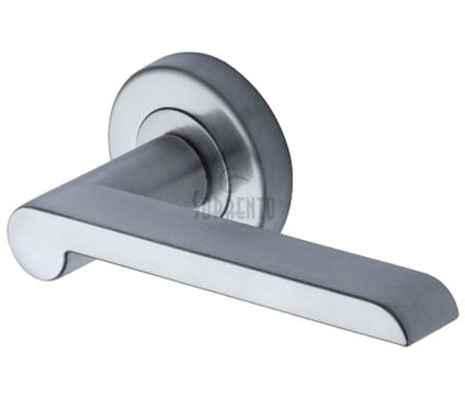 Click Here To Enlarge This Photo Of SC-6220-SC M&period;Marcus Sorrento Door Handle Lever Latch on Round Rose Lugano Design Satin Chrome Finish